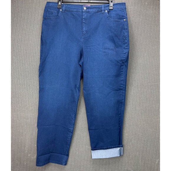 Gloria Vanderbilt Amanda Womens Size 18W Blue Slimming Tapered Leg Denim Jeans - Picture 1 of 12